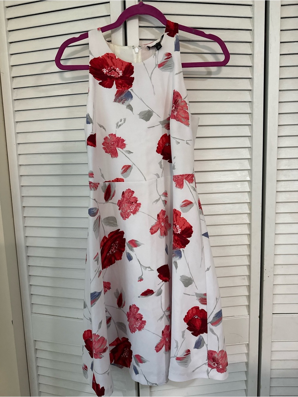 Banana Republic White Dress with Red Floral Print